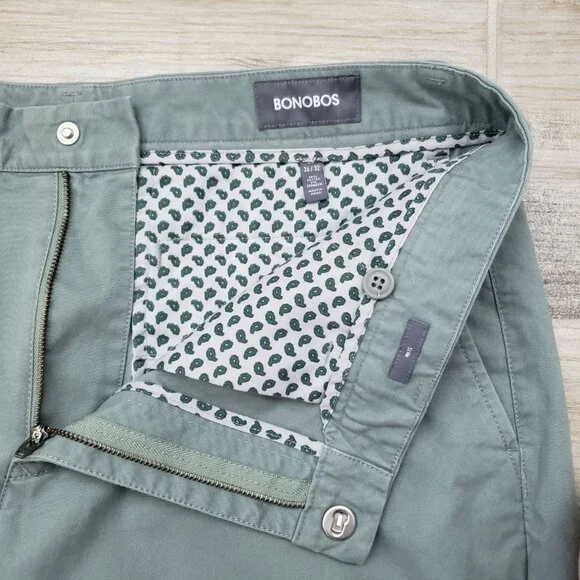 Bonobos Mens Light Green Flat Front Original Slim Chino Pants 36 x 32 - Picture 5 of 9